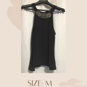 Super cute black tank top with beads. Perfect for formal and dinner.
